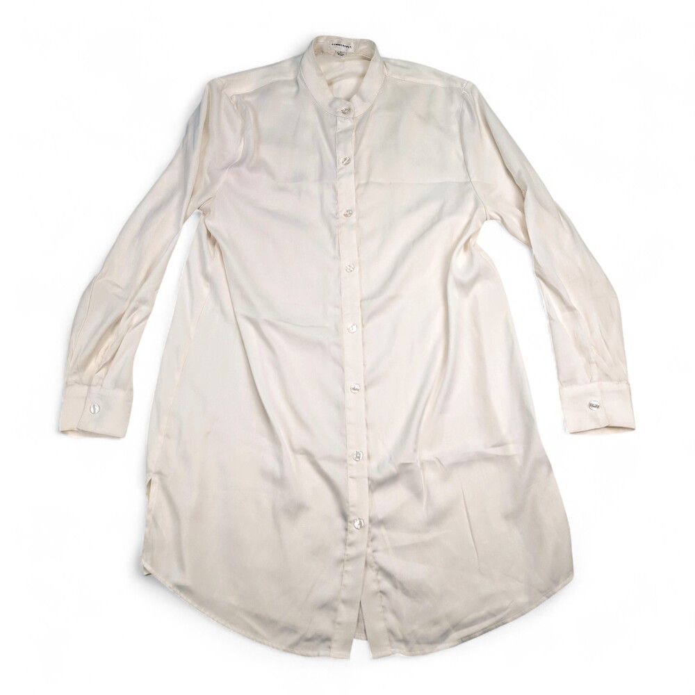 Summersalt White Long-Sleeve Button Shirt Dress S